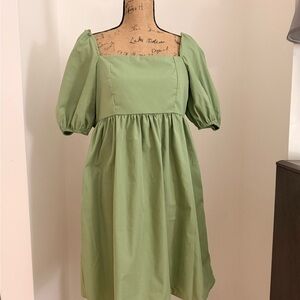 Green‎ Puff Sleeve Kids Dress